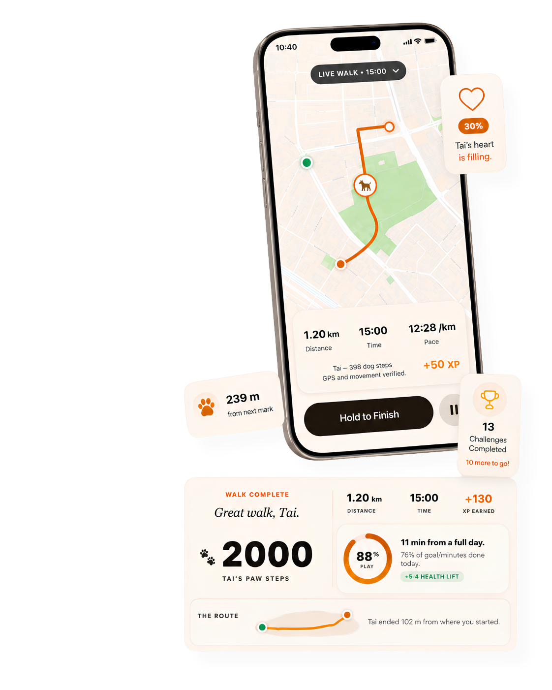 WalkBuddy premium live walk and summary composition