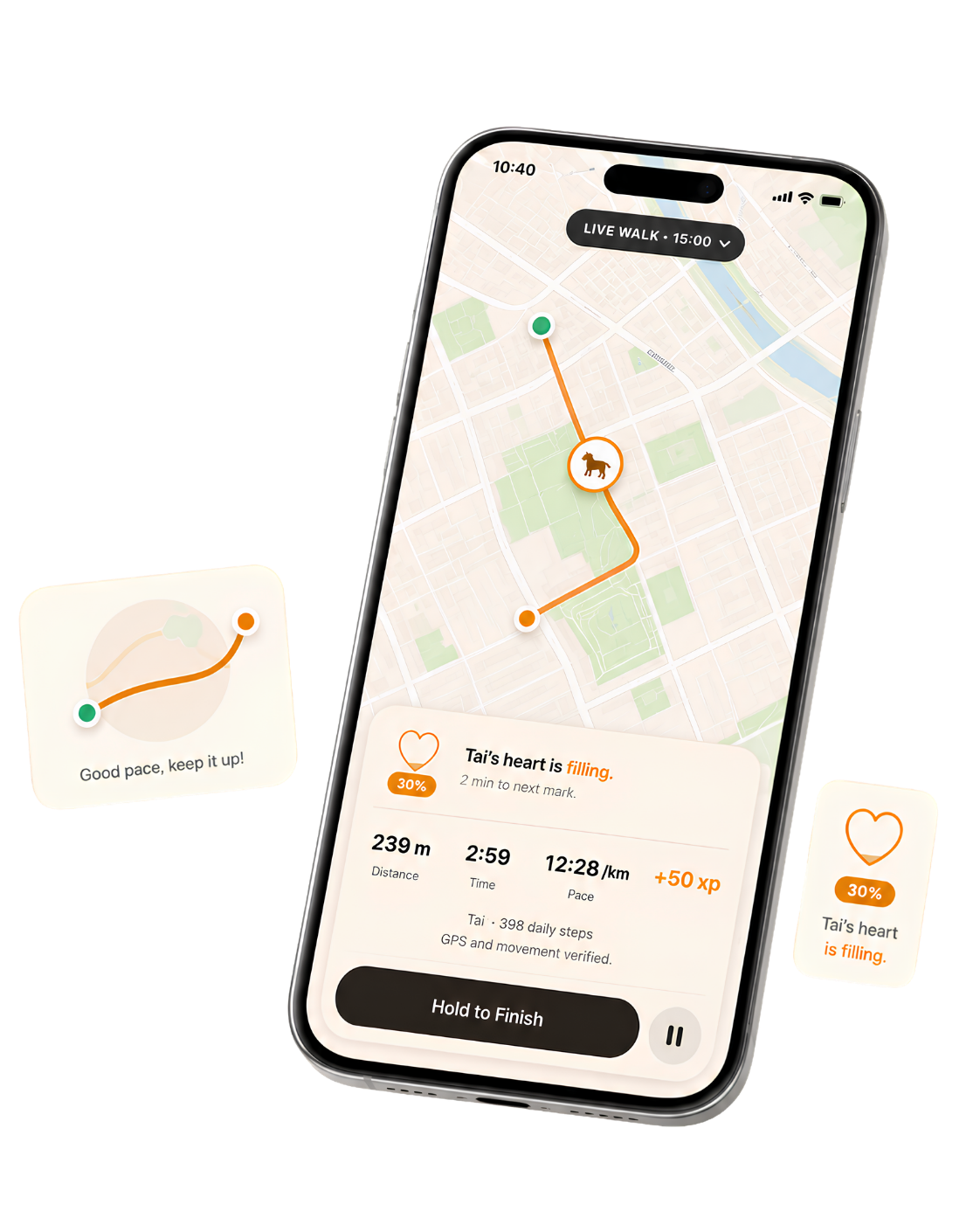 WalkBuddy live route tracking screen